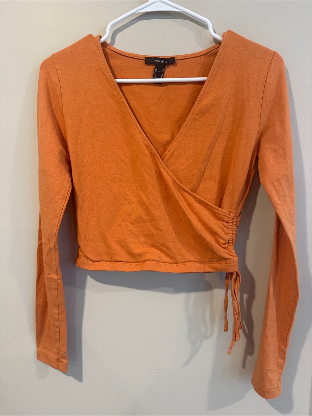 Forever 21 Rust-Orange Wrap Long Sleeve Crop Top